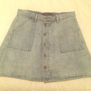 Denim button up mini skirt
